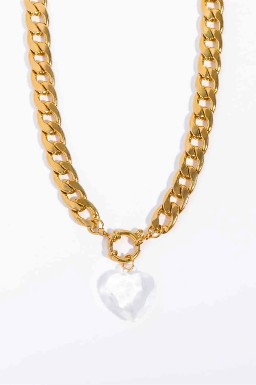 Acrylic Heart Pendant Curb Chain Necklace