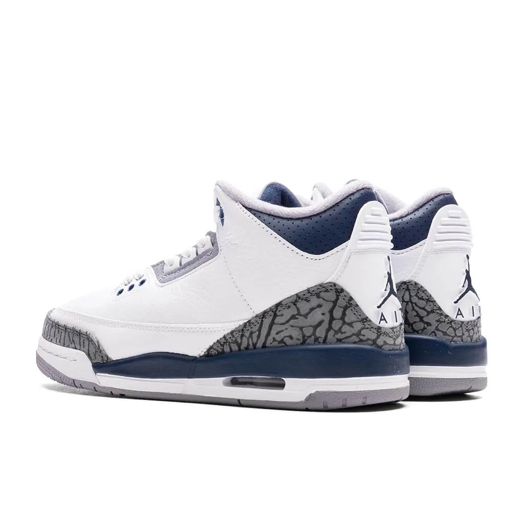 Air Jordan 3 Retro (GS) - White/Midnight Navy/Cement Grey