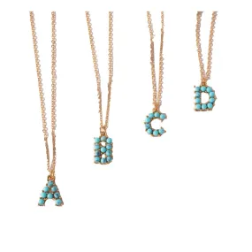 Avenue Zoe Turquoise Stone Initial Necklaces