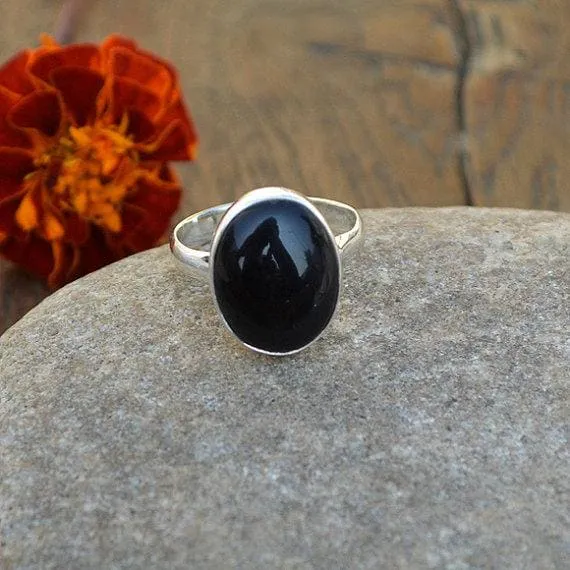 Black Onyx Gemstone 925 Sterling Silver Ring