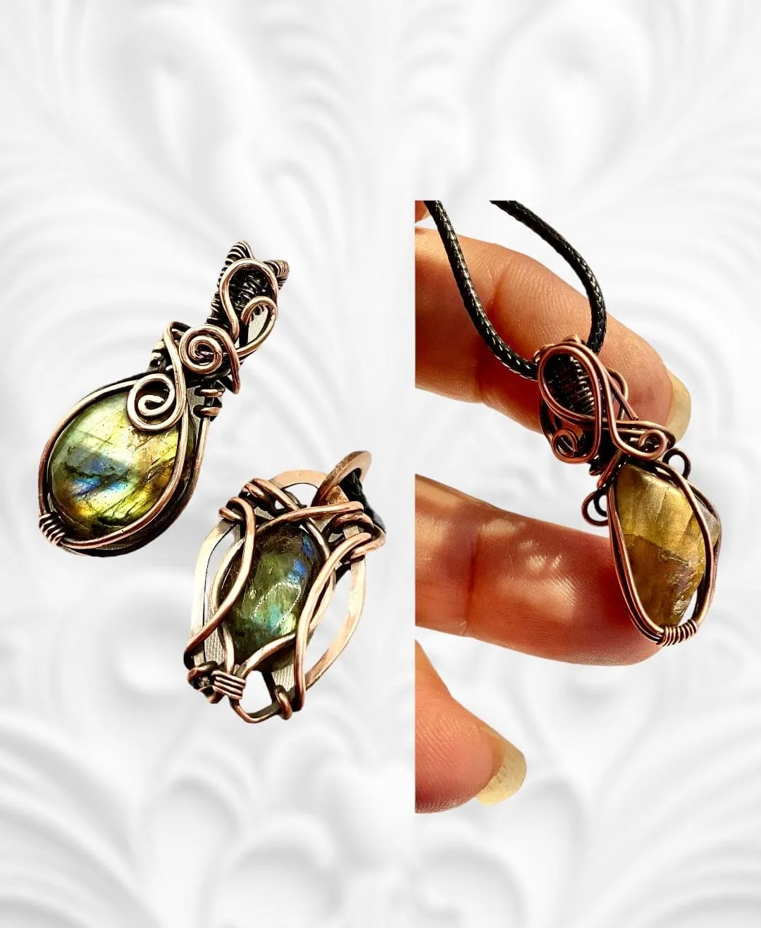 Blue & Green Labradorite Mini Wire Wrapped Pendants