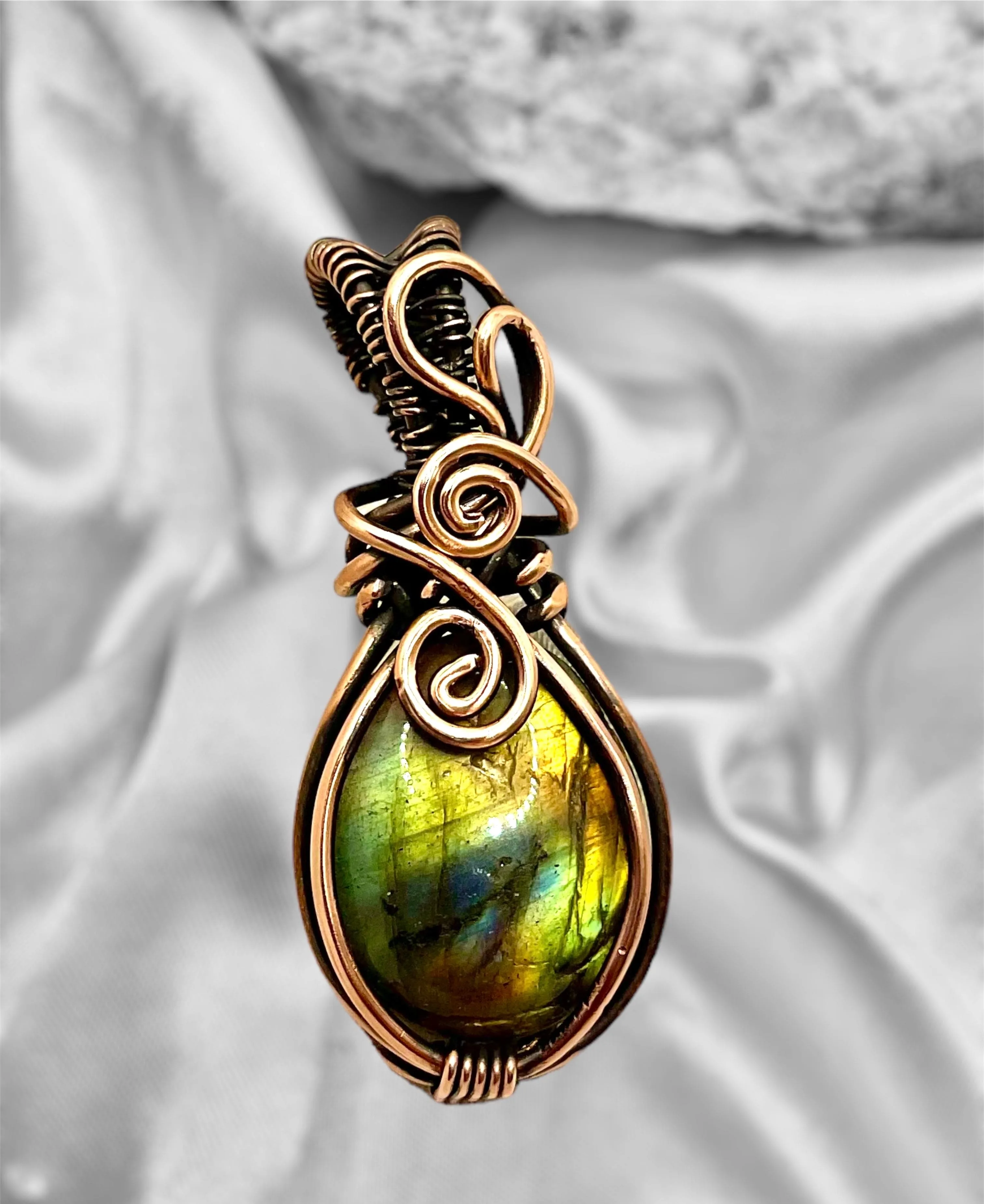 Blue & Green Labradorite Mini Wire Wrapped Pendants