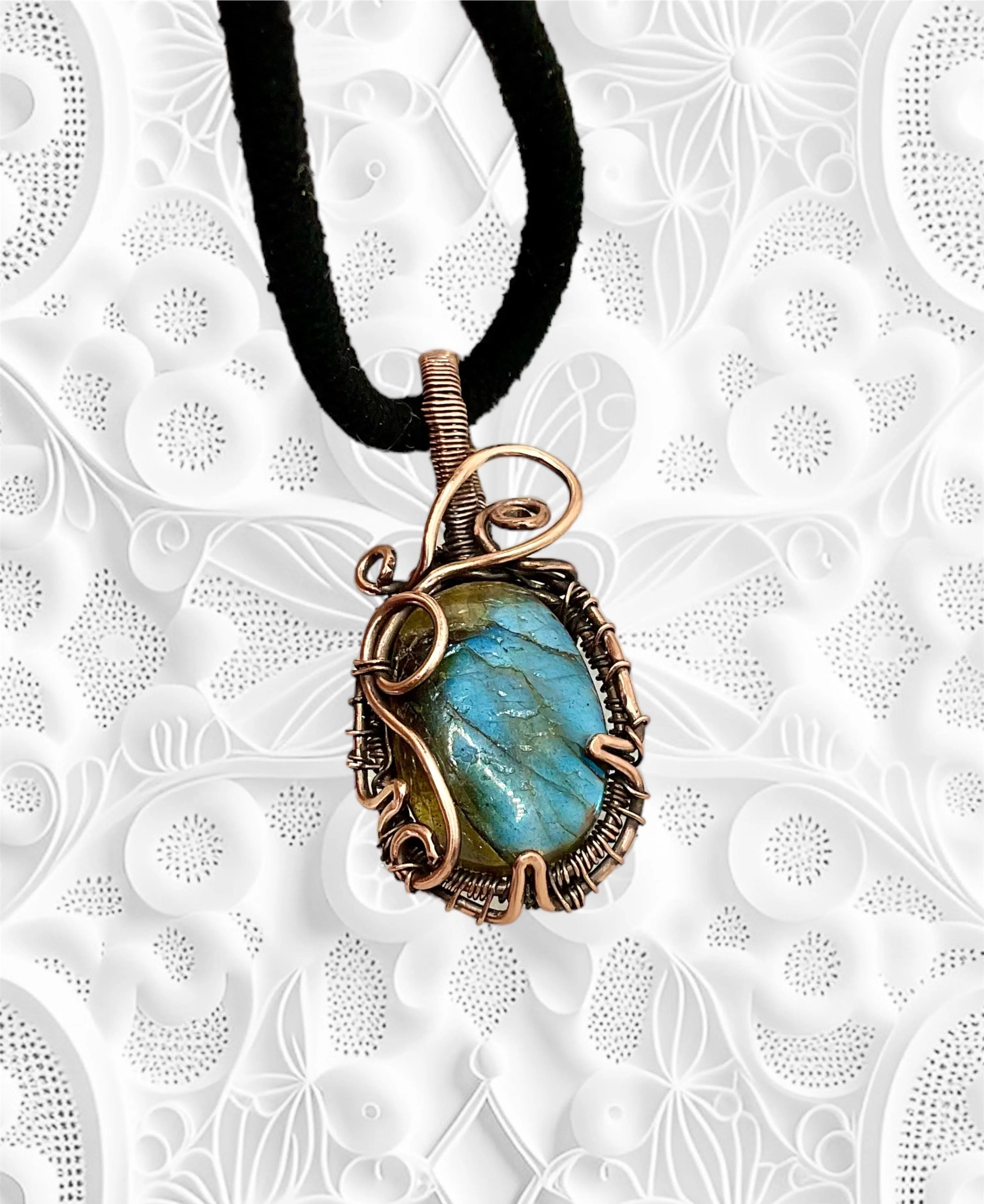 Blue & Green Labradorite Mini Wire Wrapped Pendants