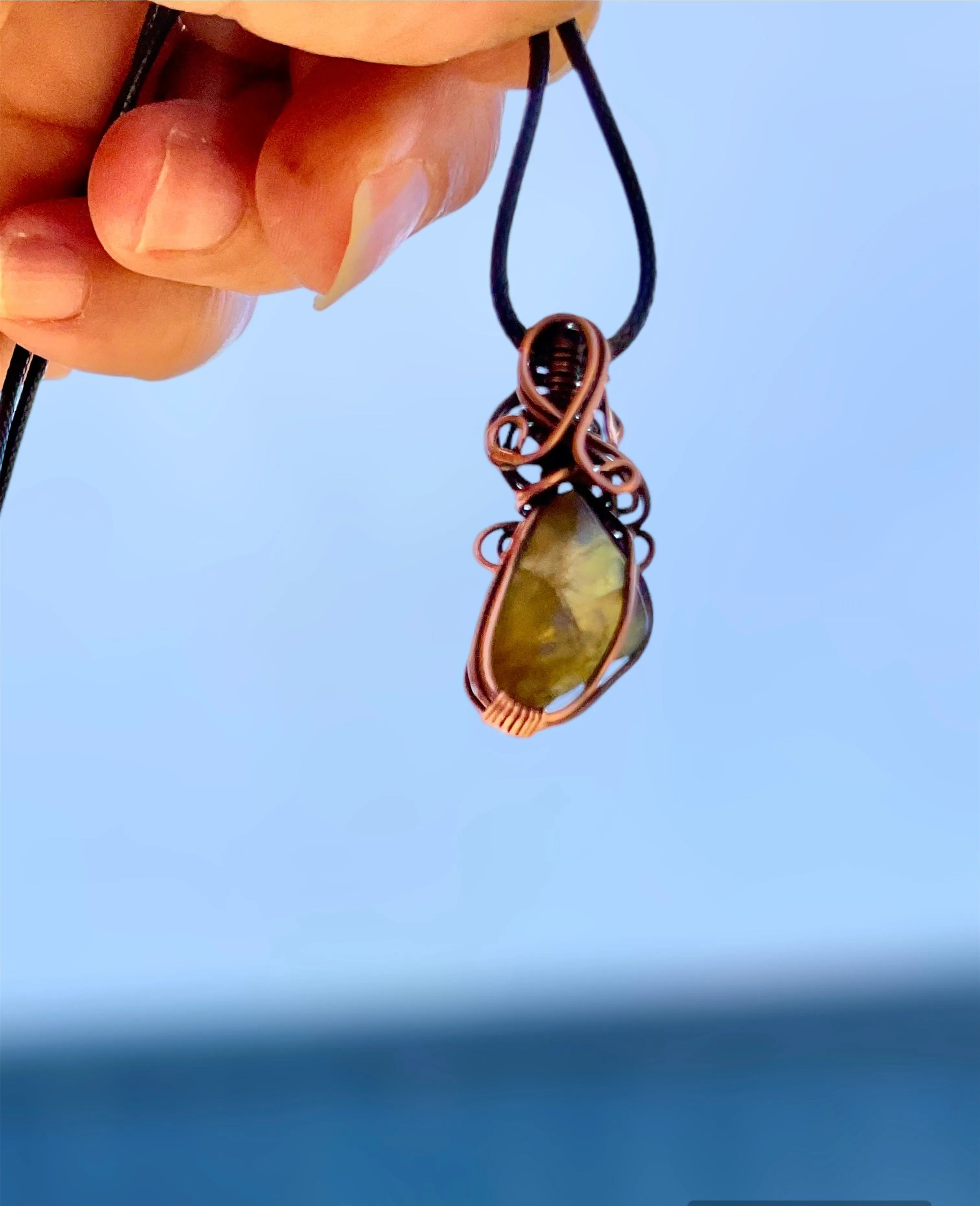 Blue & Green Labradorite Mini Wire Wrapped Pendants