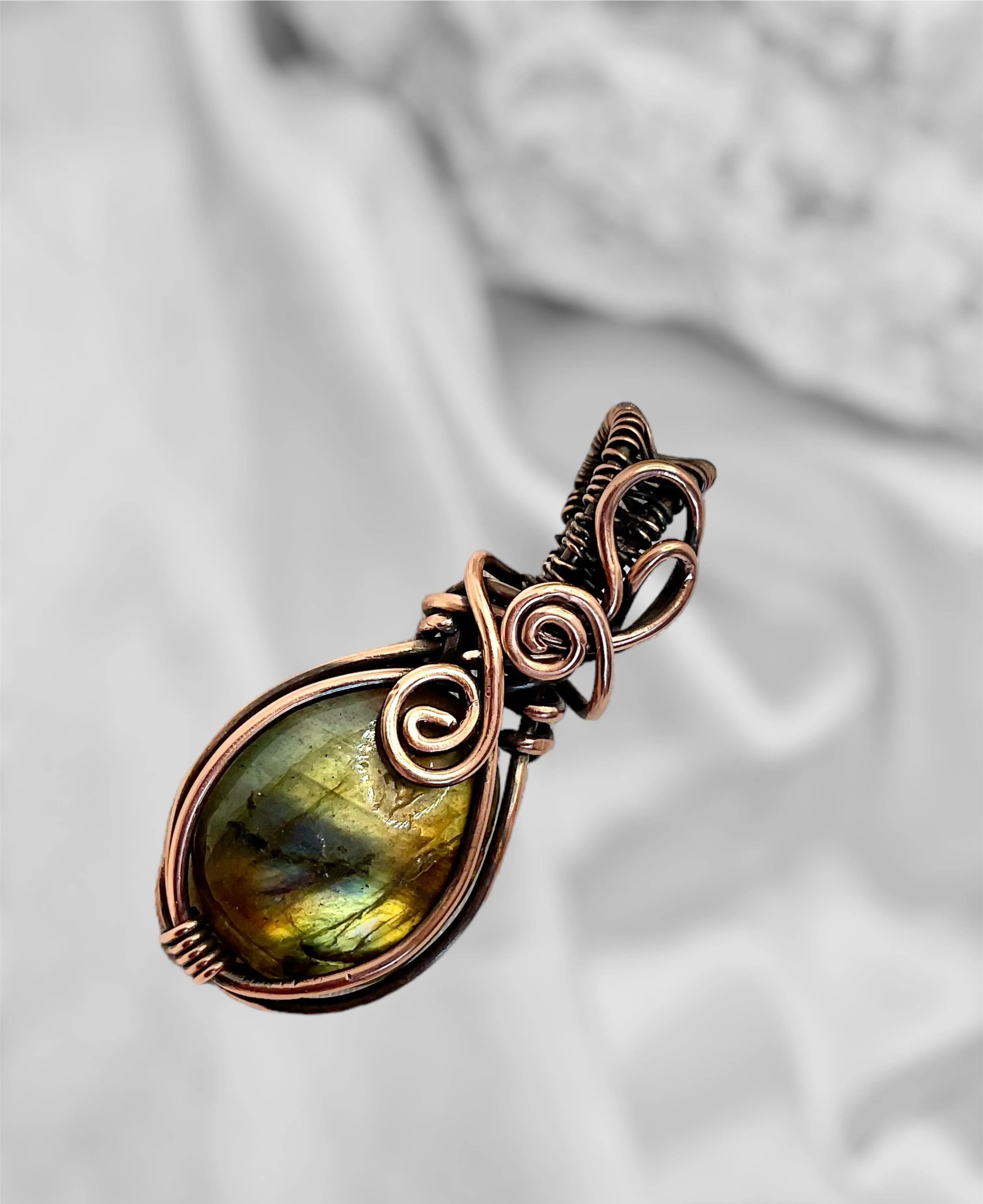 Blue & Green Labradorite Mini Wire Wrapped Pendants