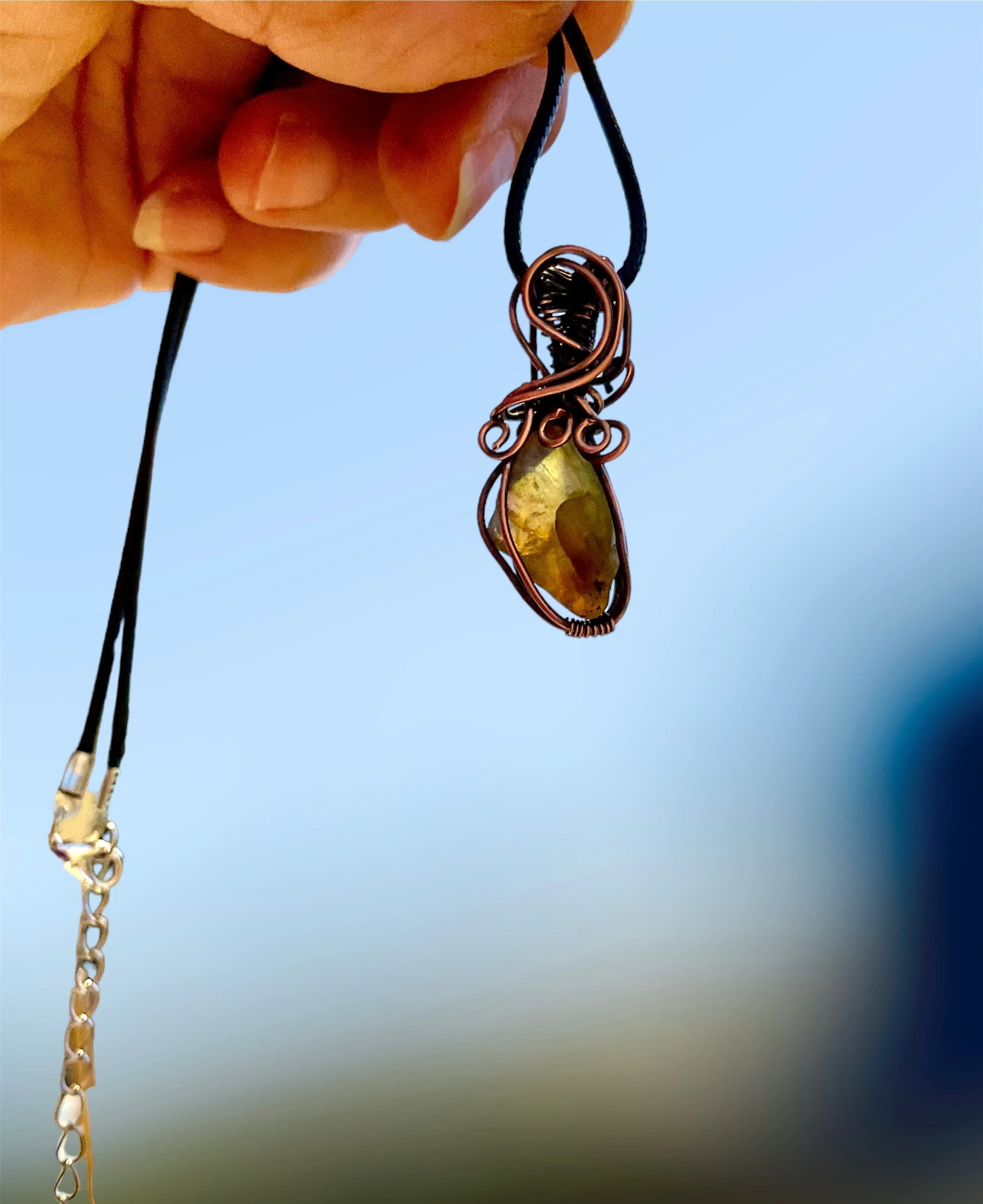 Blue & Green Labradorite Mini Wire Wrapped Pendants