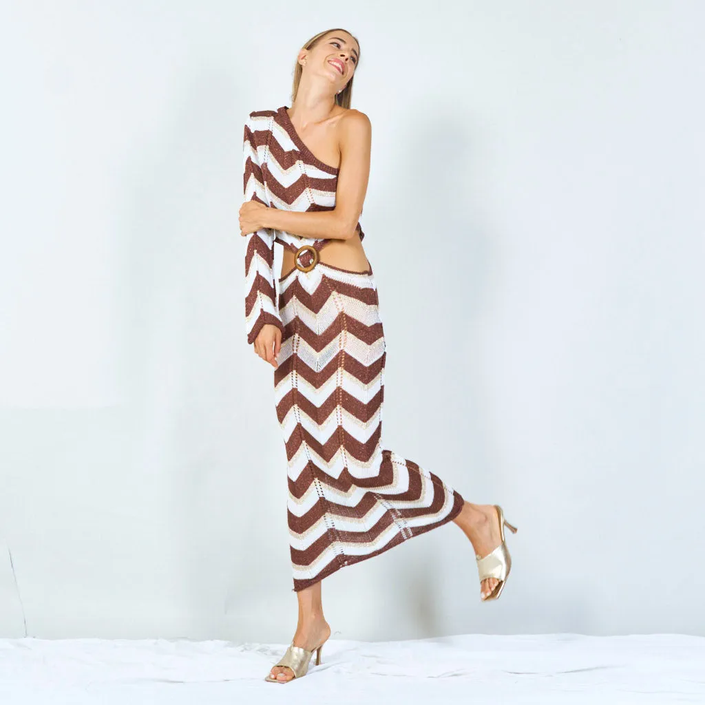 Bold chevron one-shoulder maxi dress wholesale