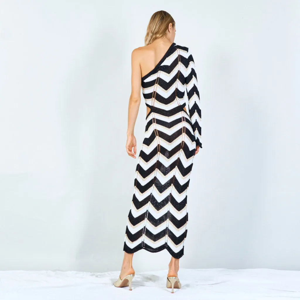 Bold chevron one-shoulder maxi dress wholesale