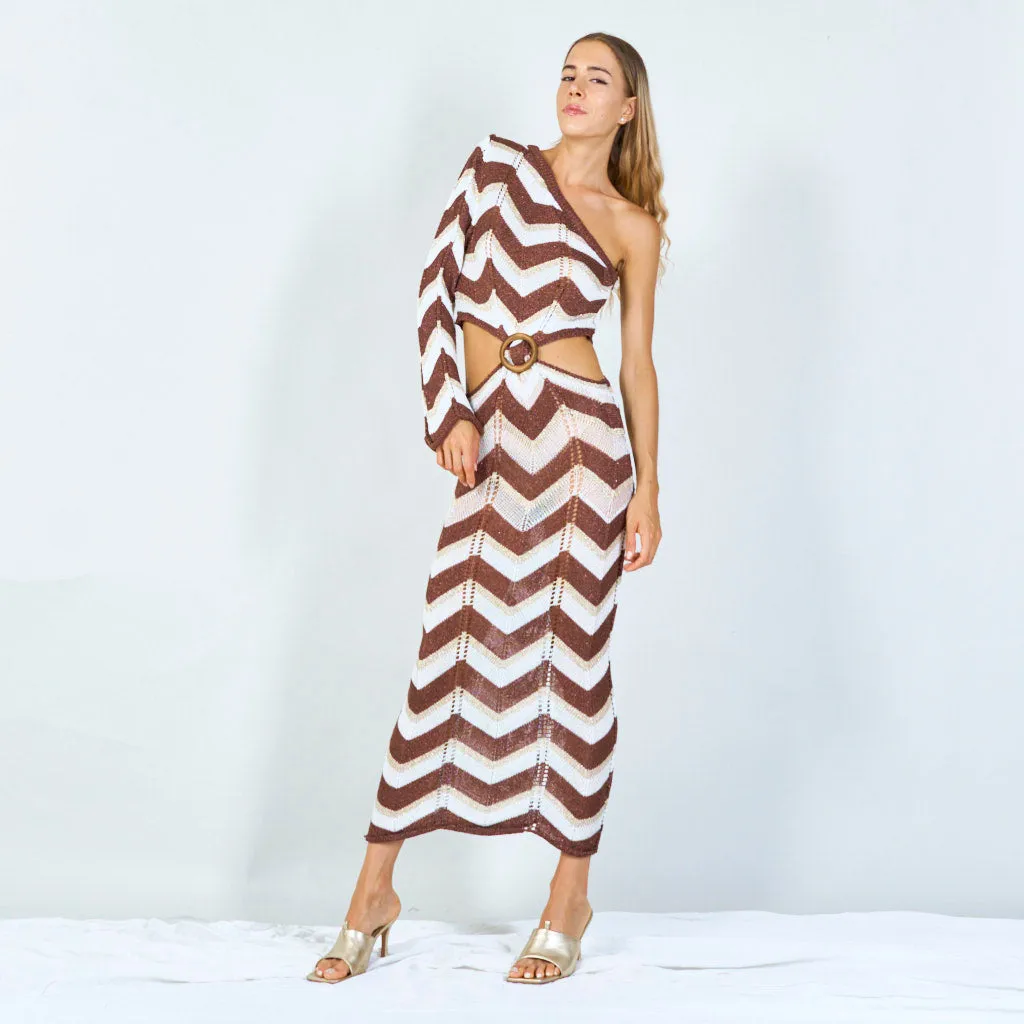 Bold chevron one-shoulder maxi dress wholesale