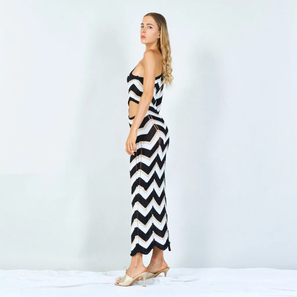 Bold chevron one-shoulder maxi dress wholesale