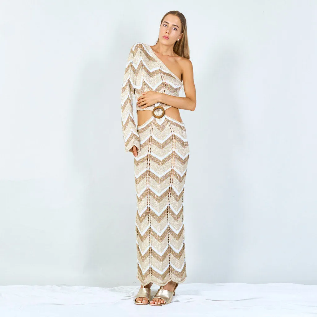 Bold chevron one-shoulder maxi dress wholesale