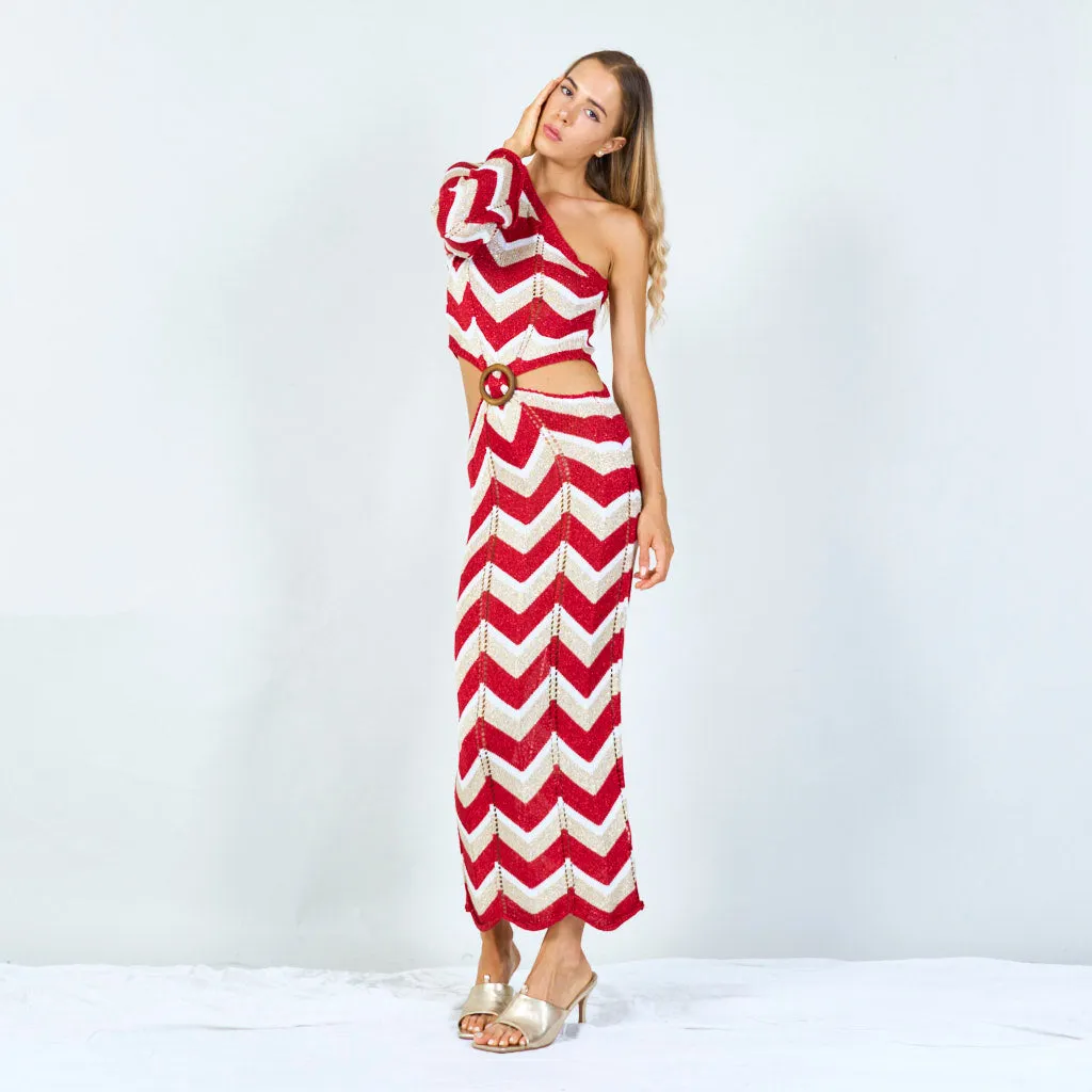 Bold chevron one-shoulder maxi dress wholesale