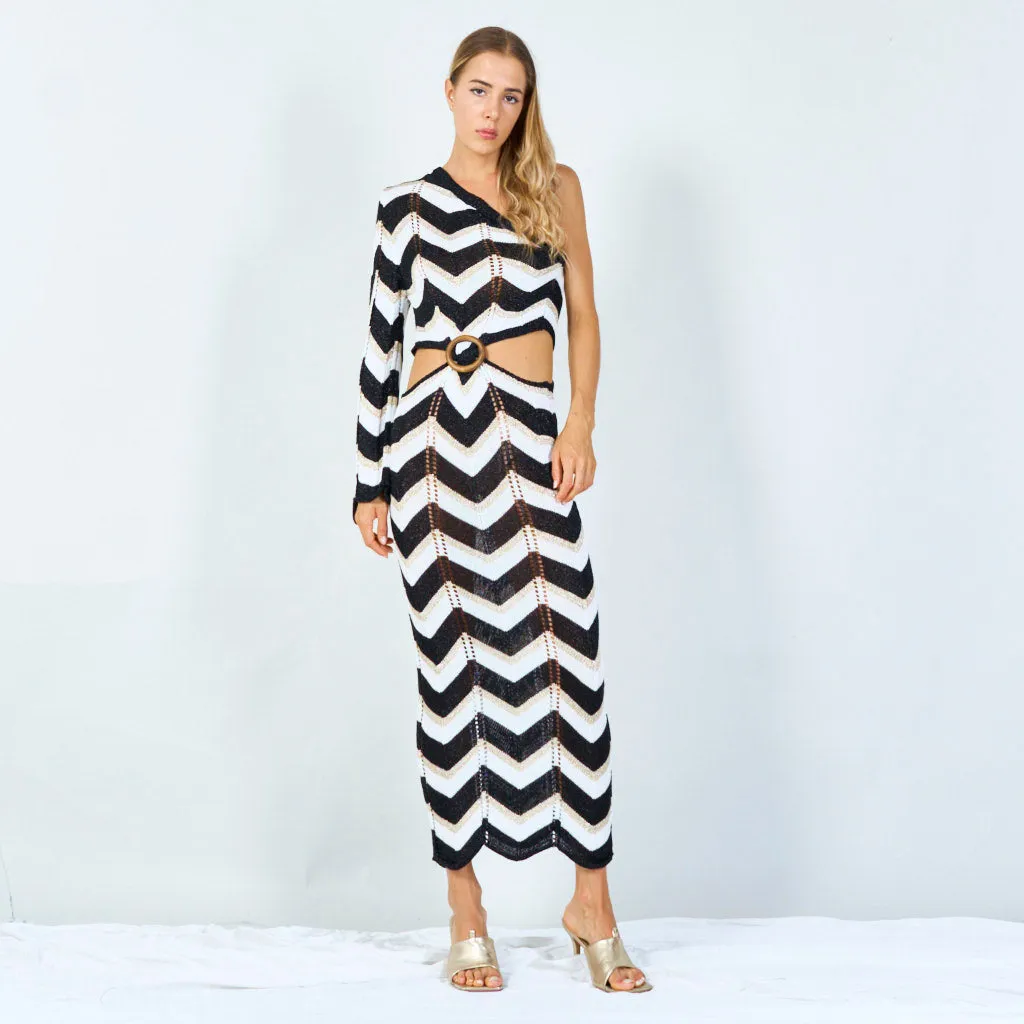 Bold chevron one-shoulder maxi dress wholesale