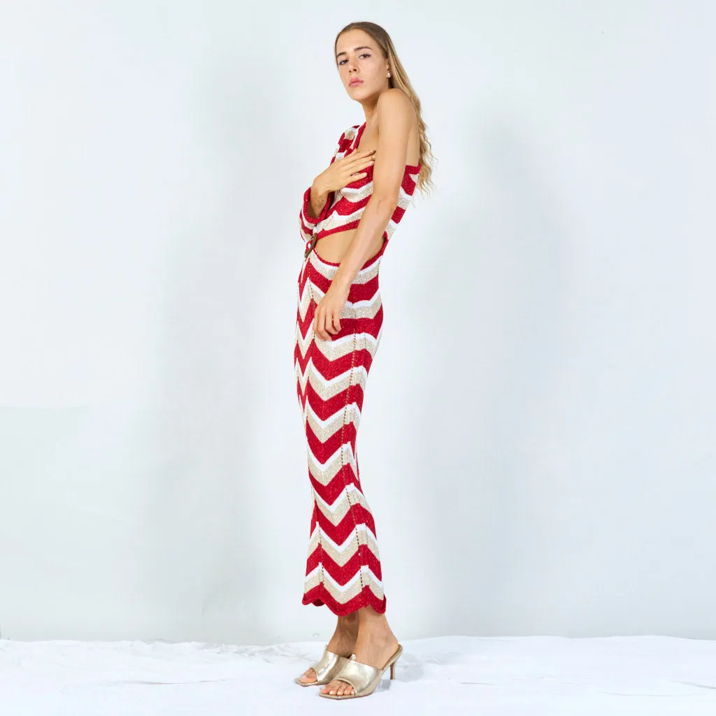 Bold chevron one-shoulder maxi dress wholesale