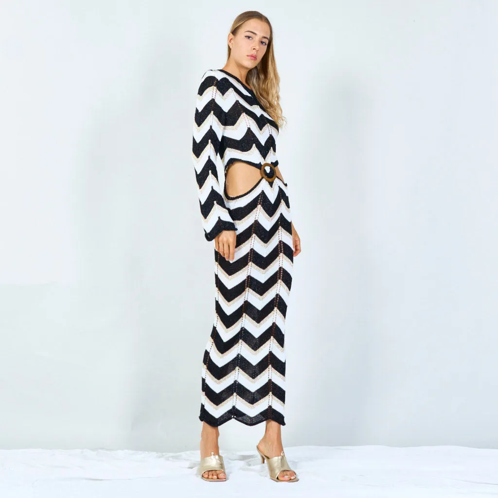 Bold chevron one-shoulder maxi dress wholesale