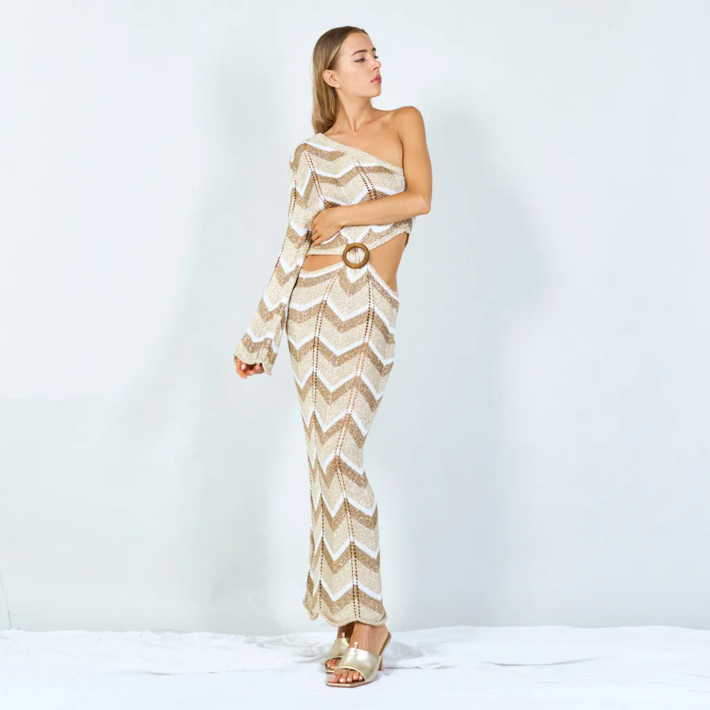 Bold chevron one-shoulder maxi dress wholesale