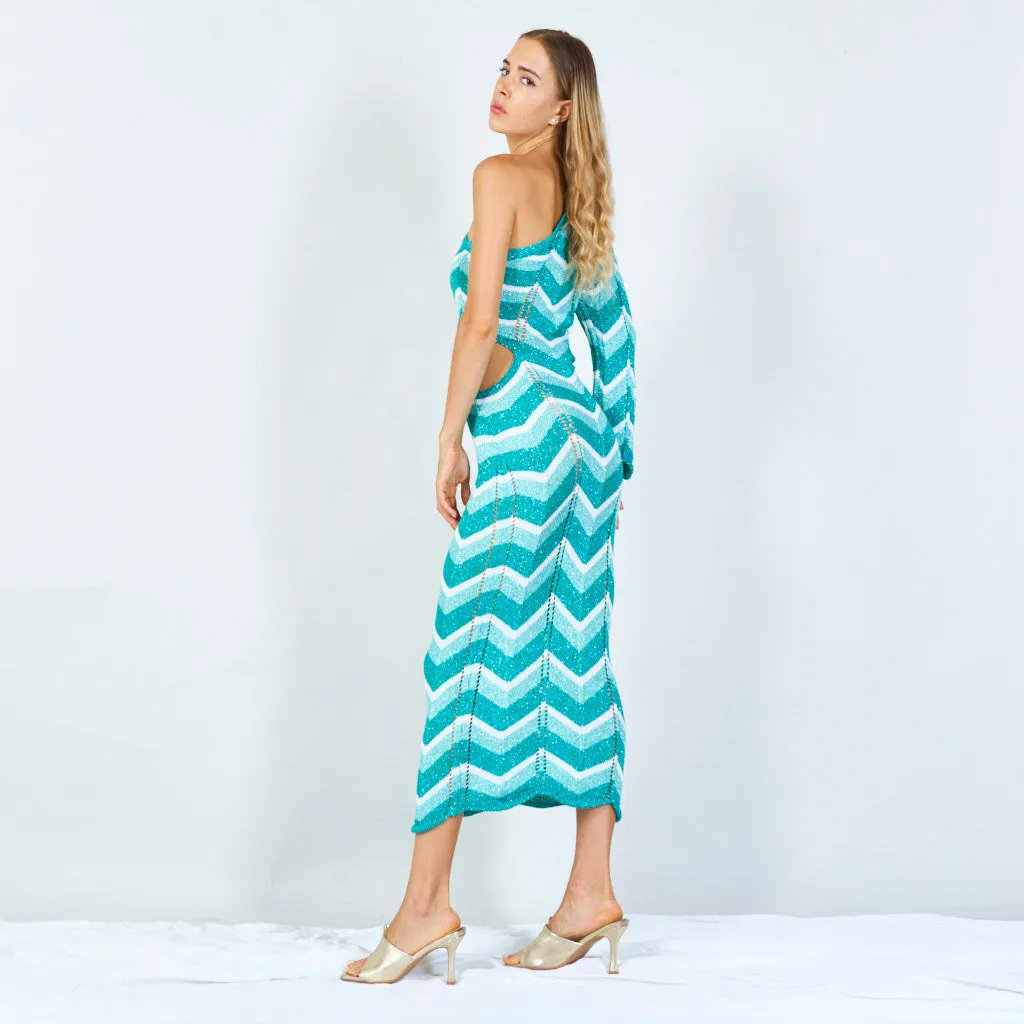 Bold chevron one-shoulder maxi dress wholesale