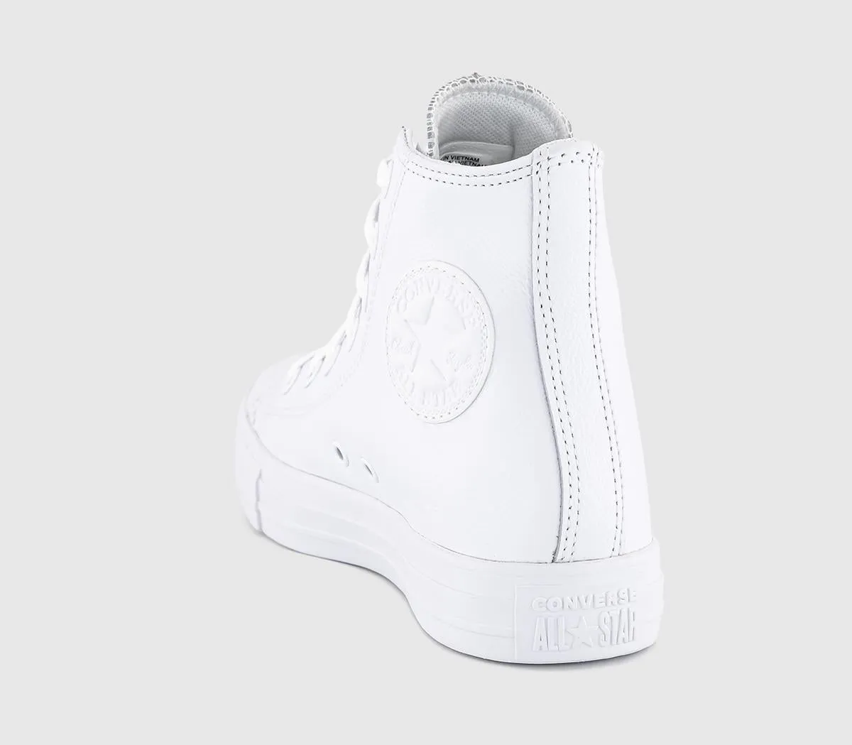 Converse All Star Hi Leather White Mono Leather Trainers