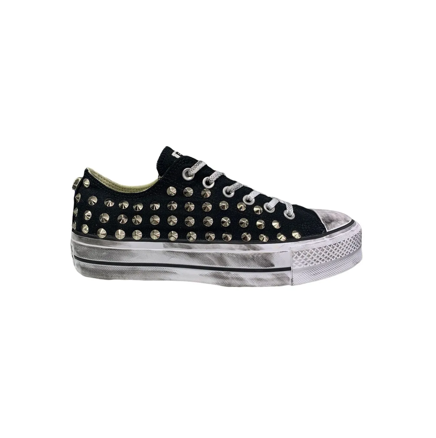 Converse All Star Platform OX Nero Borchie Vintage