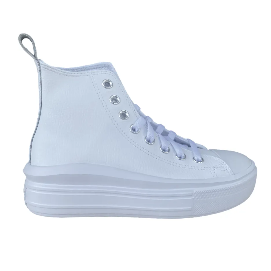 Converse women's high-top sneakers in leather with Chuck Taylor Star Move A05535C white wedge