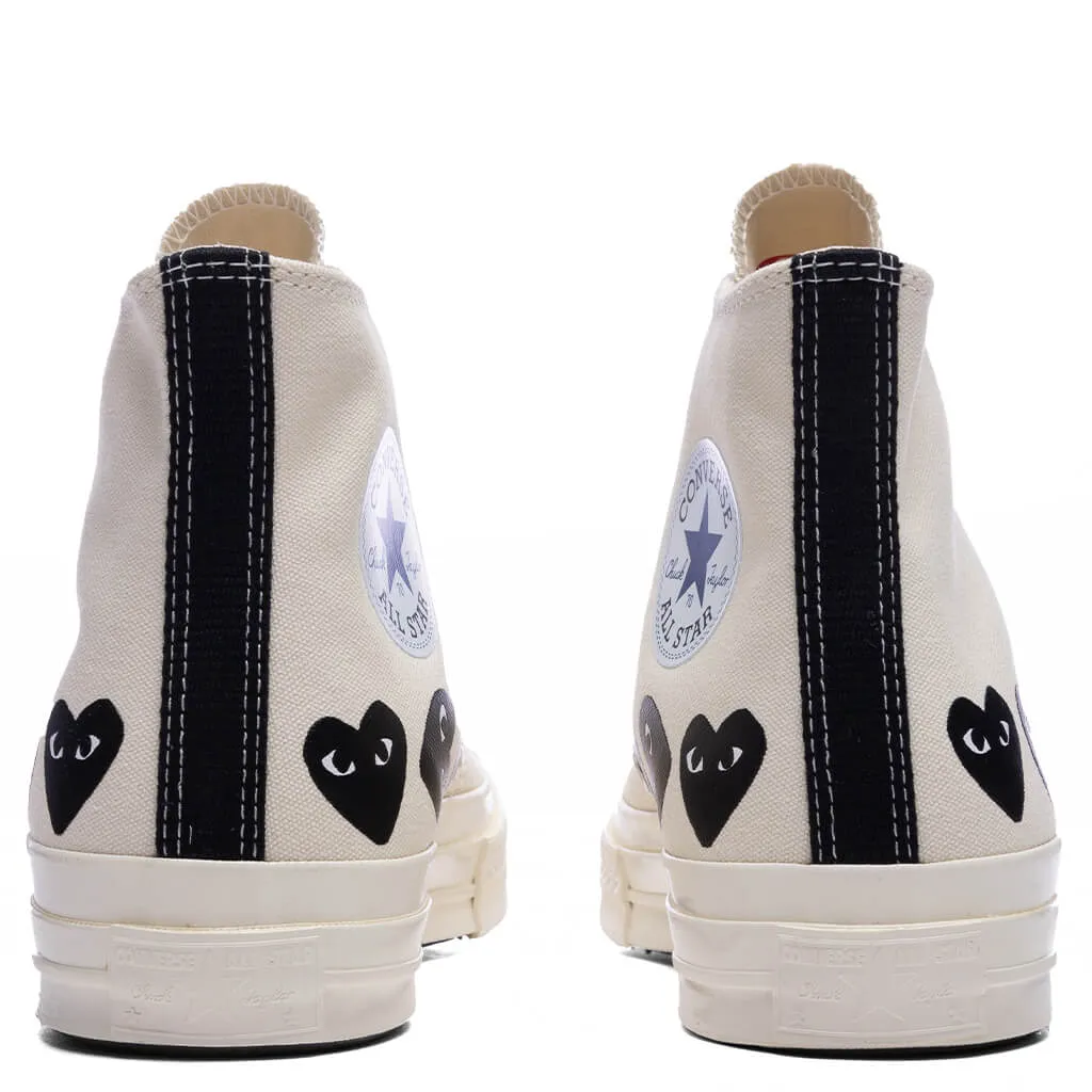 Converse x Comme Des Garcons PLAY All Star Chuck '70 Hi Multi Heart - Milk/Black