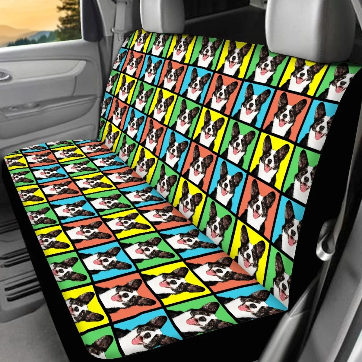 Custom Pet Face Car Seat Cover Full Set Universal Auto Waterproof Front Seat Protector