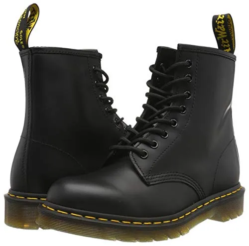 - Dr. Martens 1460 Stivali unisex, in pelle, con 8 occhielli per i lacci, neri, Nero (Black smooth), 43 EU