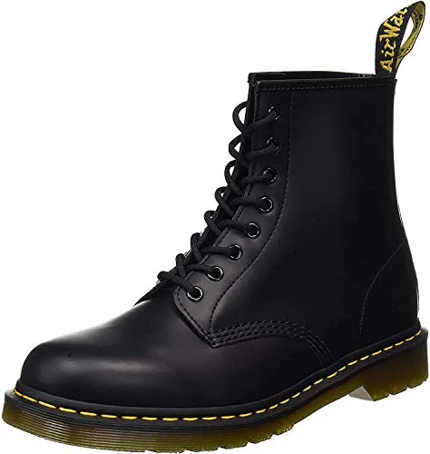 - Dr. Martens 1460 Stivali unisex, in pelle, con 8 occhielli per i lacci, neri, Nero (Black smooth), 43 EU