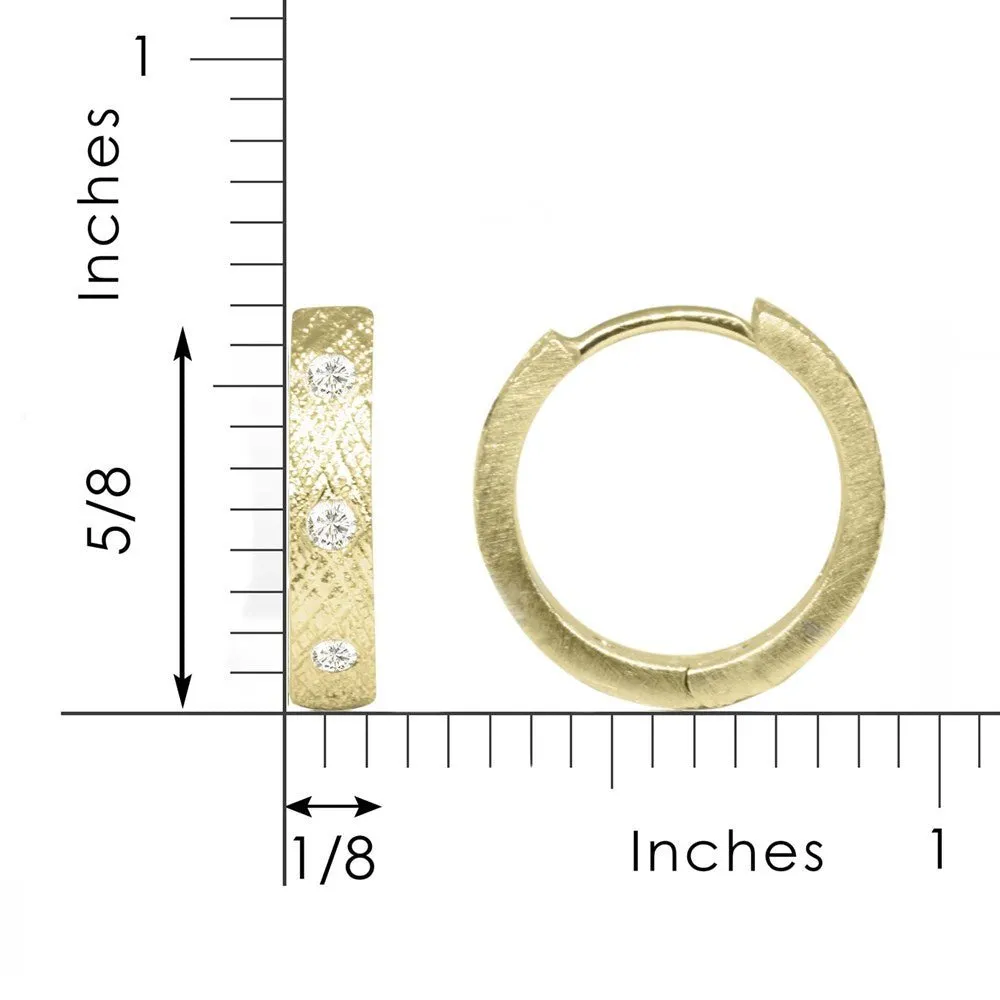 Florentine Diamond Gold 18k Hoop Earrings