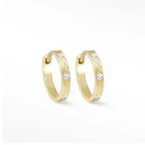 Florentine Diamond Gold 18k Hoop Earrings