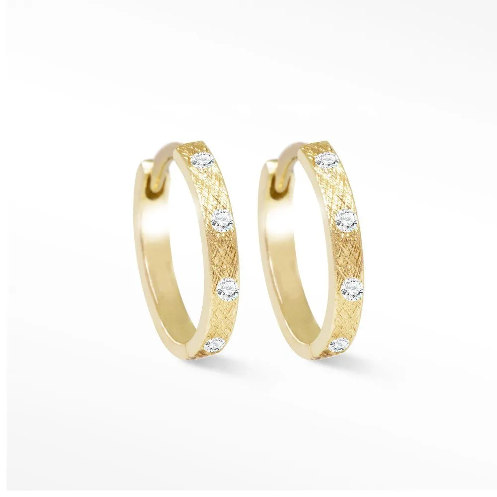 Florentine Diamond Gold 18k Hoop Earrings