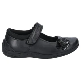 Girls Hush Puppies School Shoes Black Strap Jessica Jnr