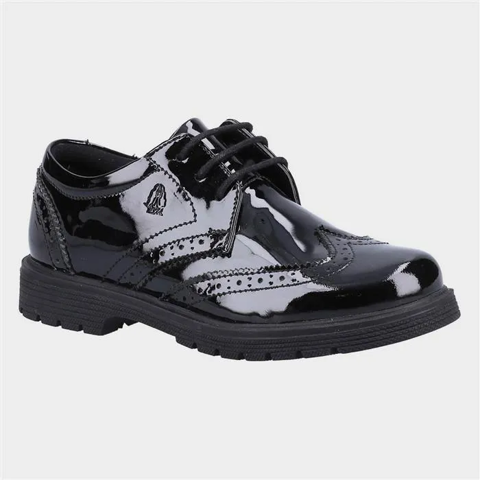 Girls Hush Puppies School Shoes Black Strap Sally Laced Brogue