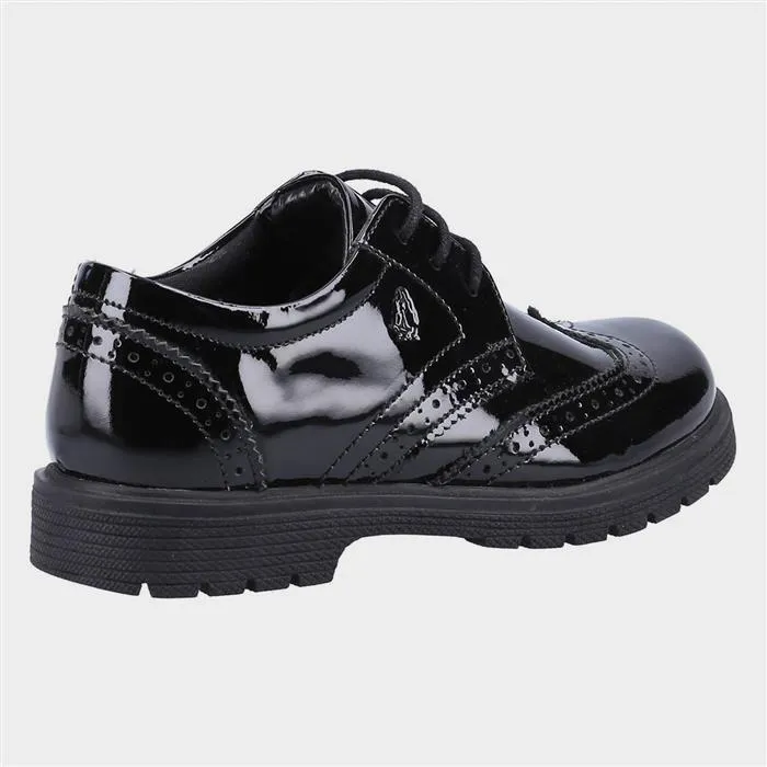 Girls Hush Puppies School Shoes Black Strap Sally Laced Brogue