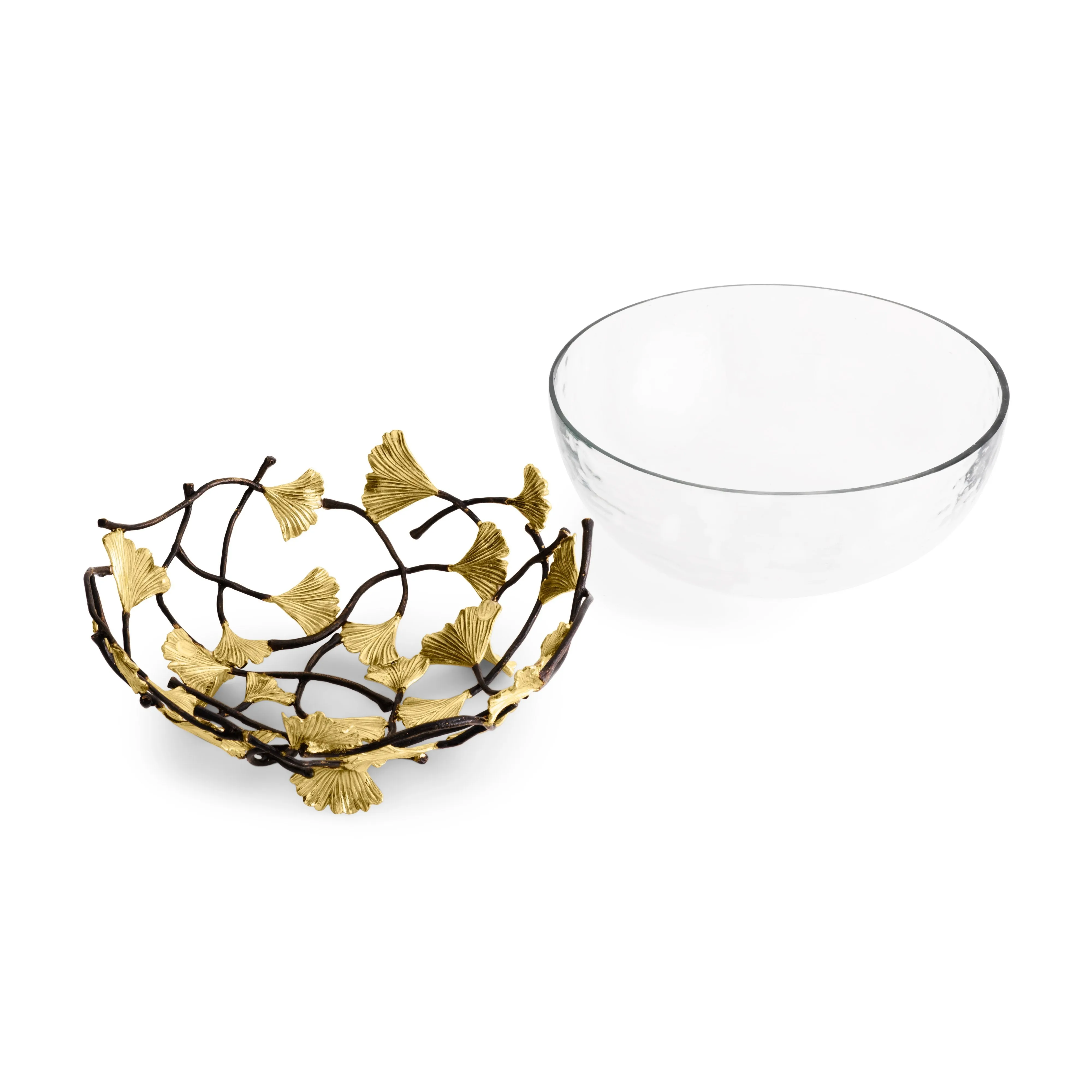 Golden Ginkgo Medium Glass Bowl