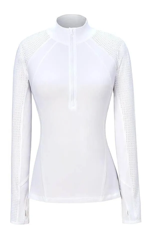 Grace 1/2 Zip Long Sleeve Top Cloud White