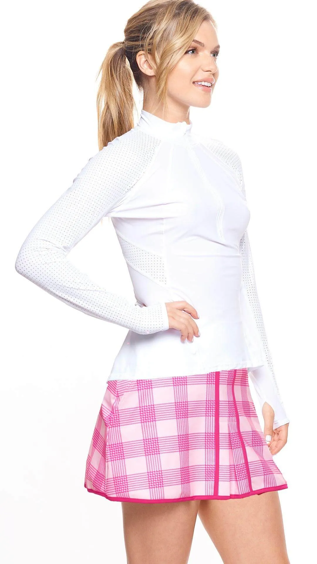 Grace 1/2 Zip Long Sleeve Top Cloud White