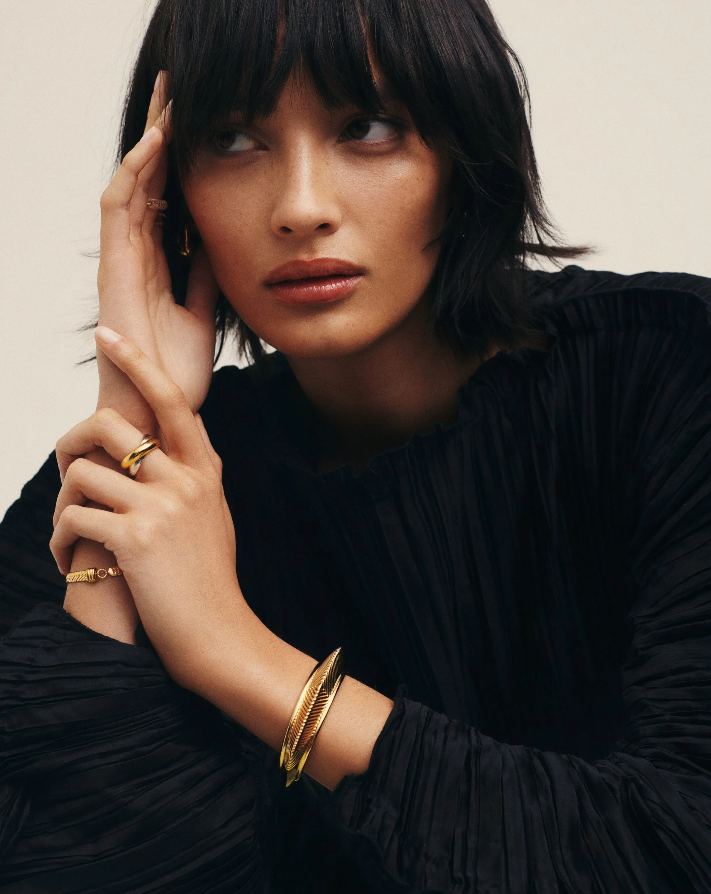 Hera Dome Ridge Statement Cuff Bracelet | 18ct Gold Plated