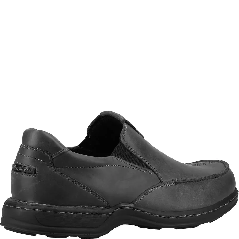 Hush Puppies Black Slip On Shoes Leather Comfort Wide Ronnie sale