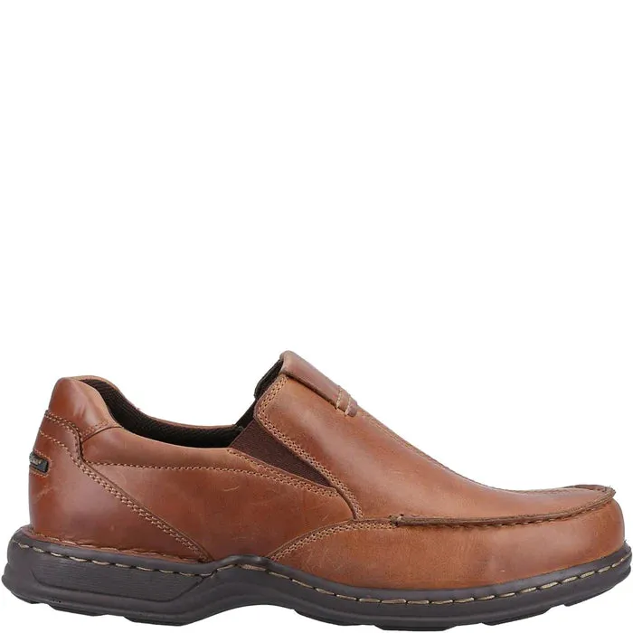 Hush Puppies Brown Slip On Shoes Leather Comfort Wide Ronniea sale