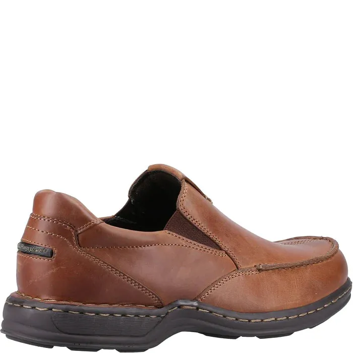 Hush Puppies Brown Slip On Shoes Leather Comfort Wide Ronniea sale