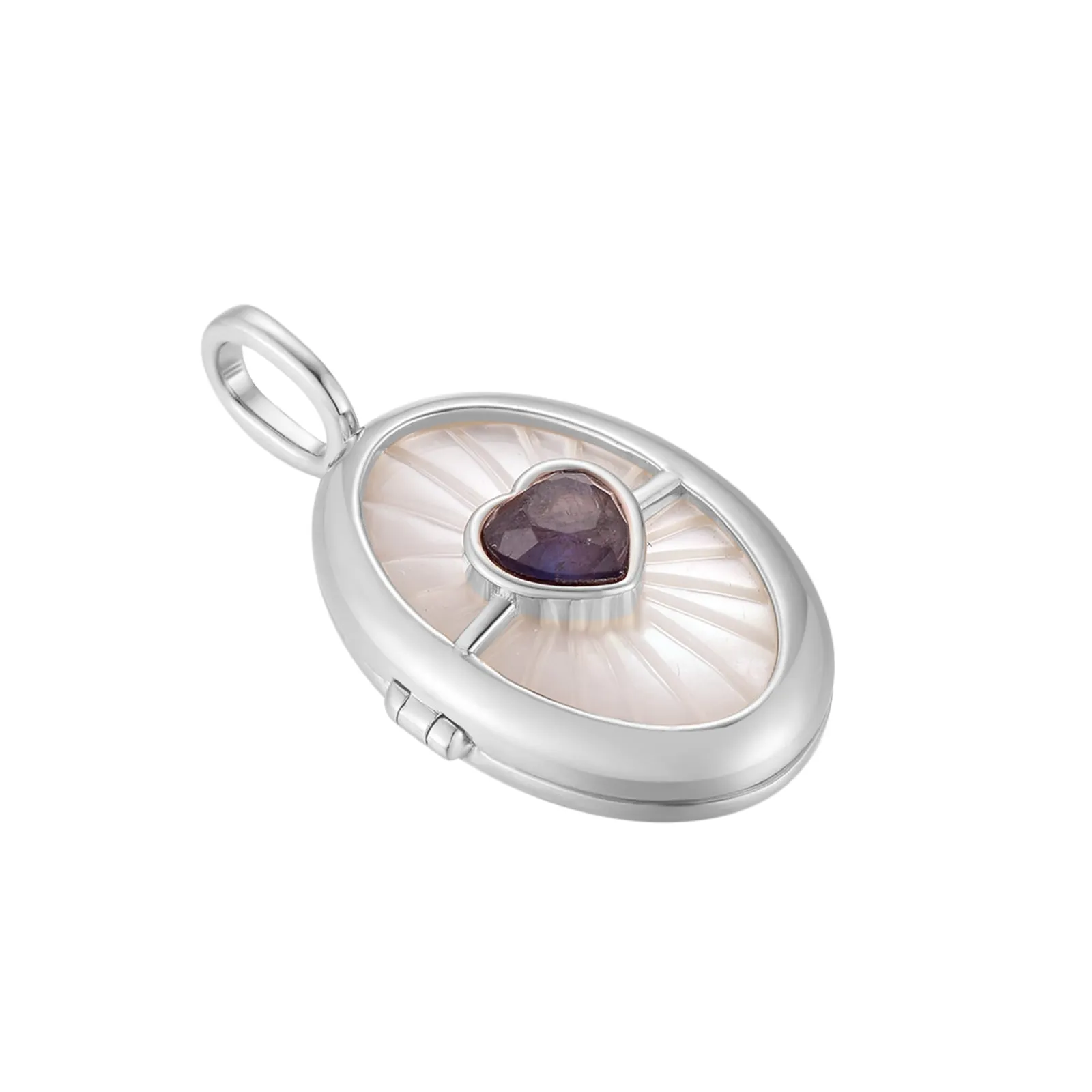 Iolite & Mother of Pearl Silver Locket Pendant - Love Magic