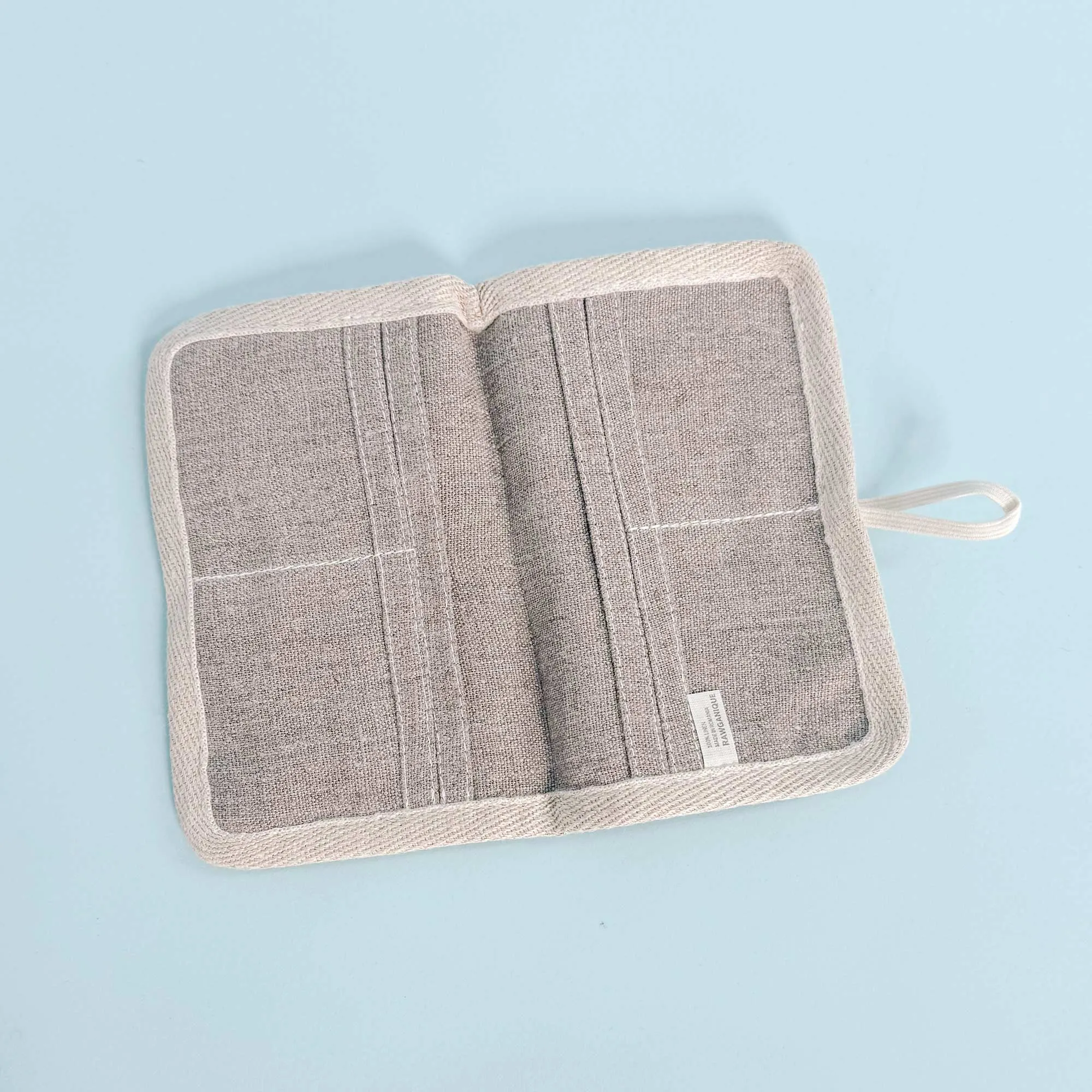 JOURNEYS Organic Linen 2-Passport & Credit Card Folio (OC Thread, Coconut Button, Organic Elastic, No Plastic, No Polyester, No Synthetics) (100% Biodegradable)