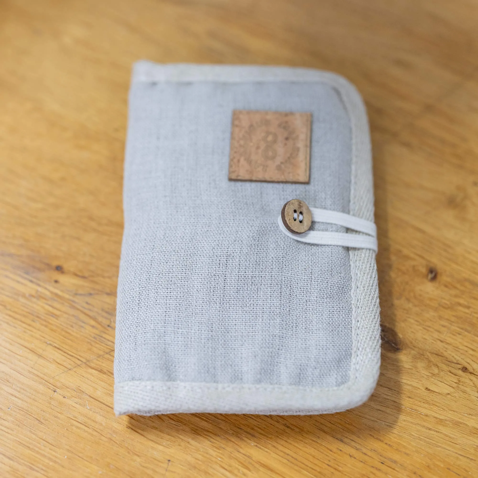 JOURNEYS Organic Linen 2-Passport & Credit Card Folio (OC Thread, Coconut Button, Organic Elastic, No Plastic, No Polyester, No Synthetics) (100% Biodegradable)