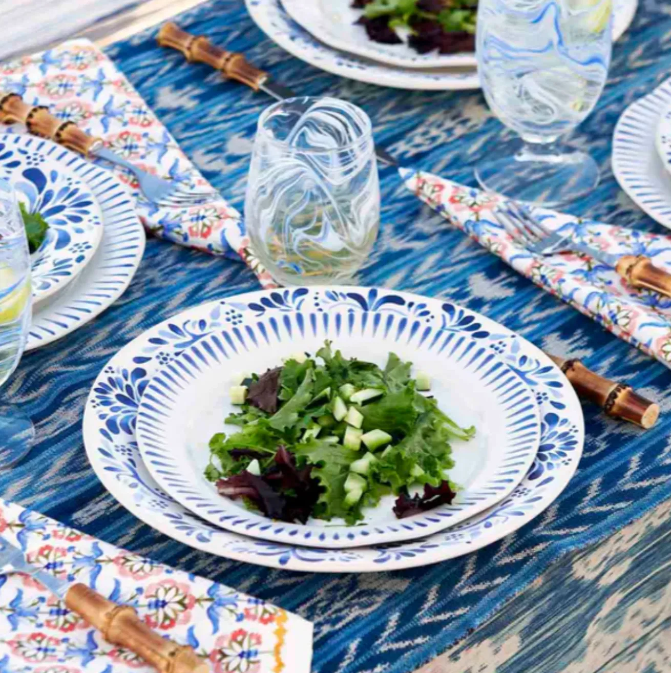 Juliska Sitio Stripe Delft Blue Dessert/Salad Plate