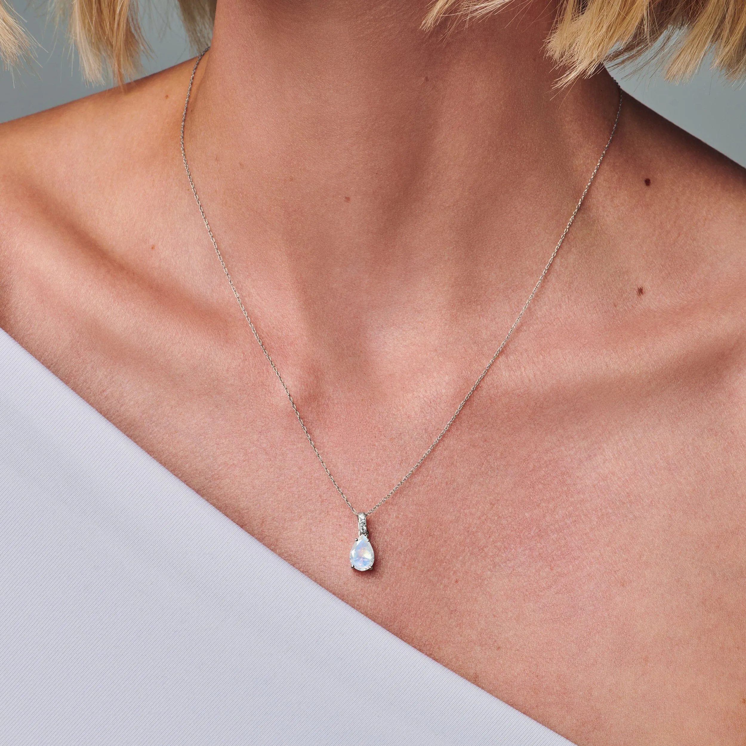 Moonstone Diamond Necklace Sway - June Birthstone