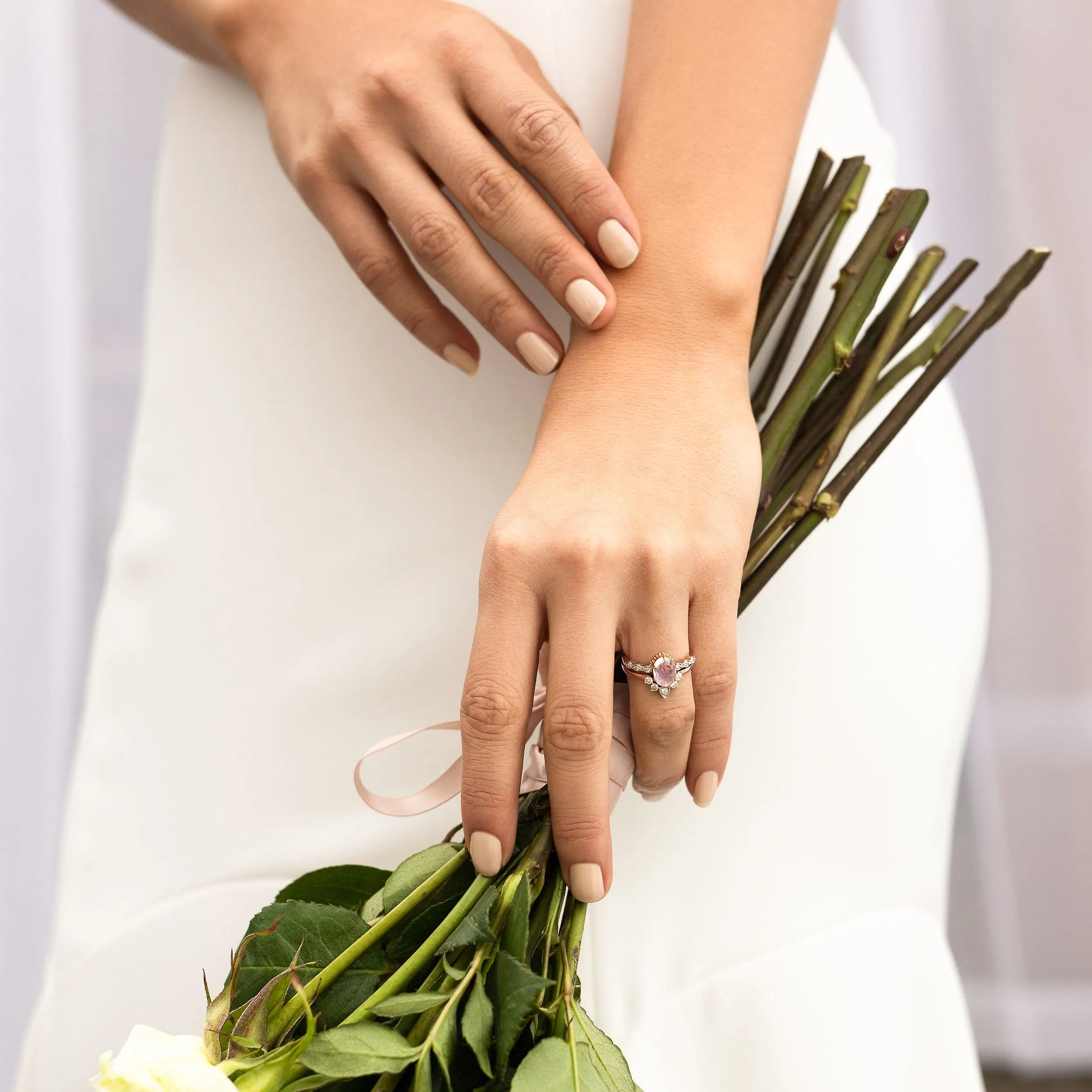 Moonstone Lab Diamond Ring - Mirth