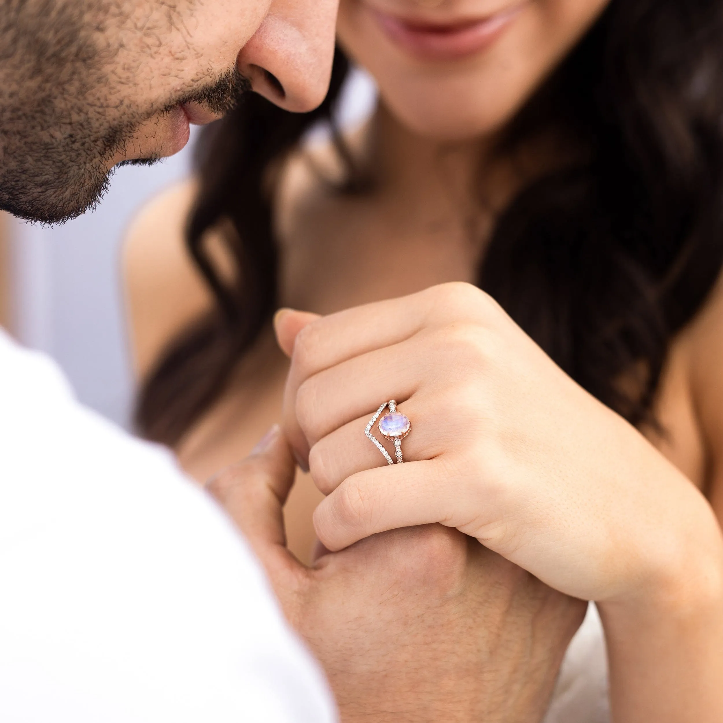 Moonstone Lab Diamond Ring - Mirth