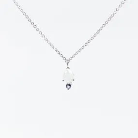 Silver Teardrop Shaped Moonstone & Tanzanite Necklace