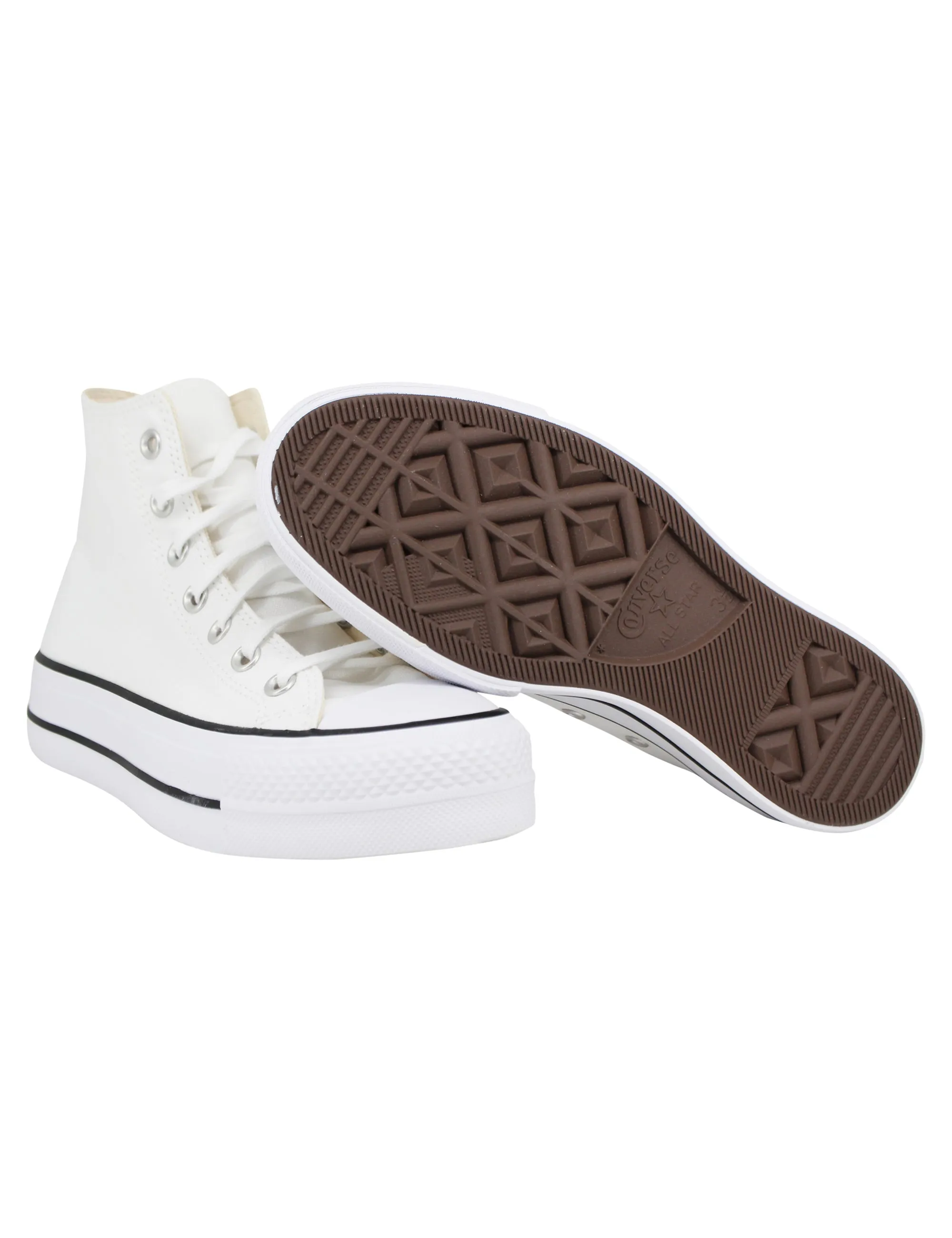 Sneakers donna Chuck Taylor stivaletto in tela bianca con fondo zeppa